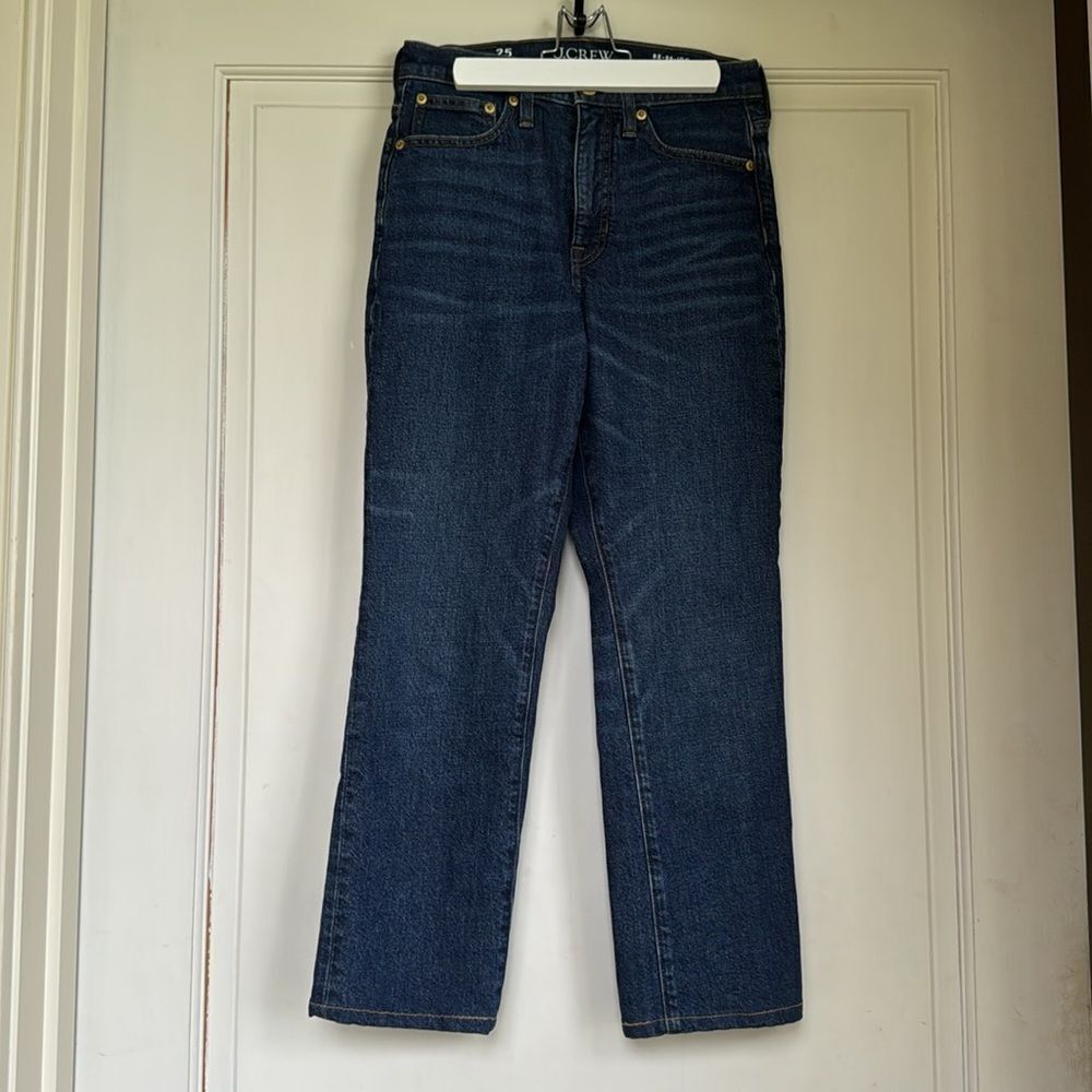 J. Crew Dark Indigo Straight Jeans Cropped, Like New Worn Once
